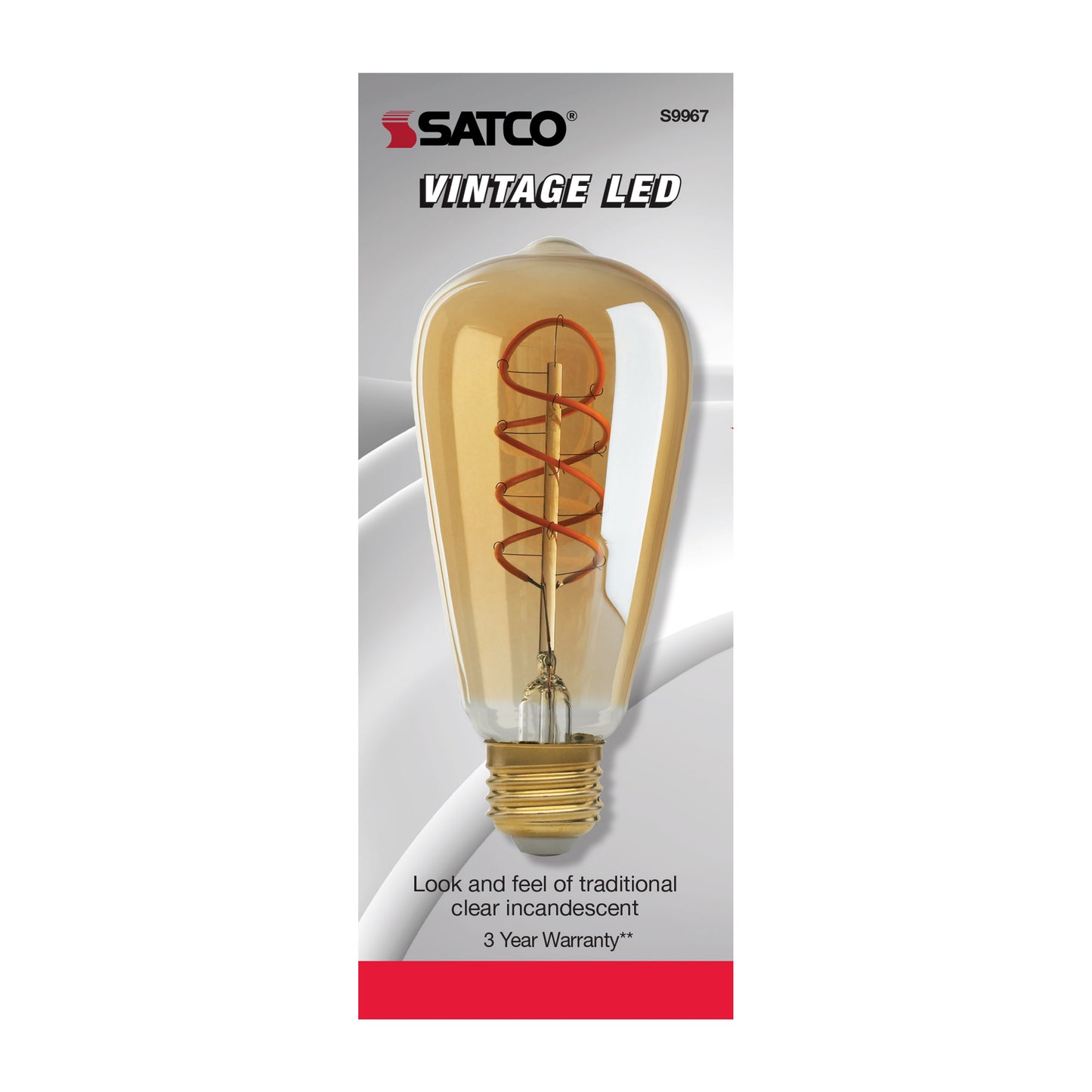 4.5 Watt ST19 LED Filament; Amber; Medium base; 2000K; 260 Lumens; 120 Volt