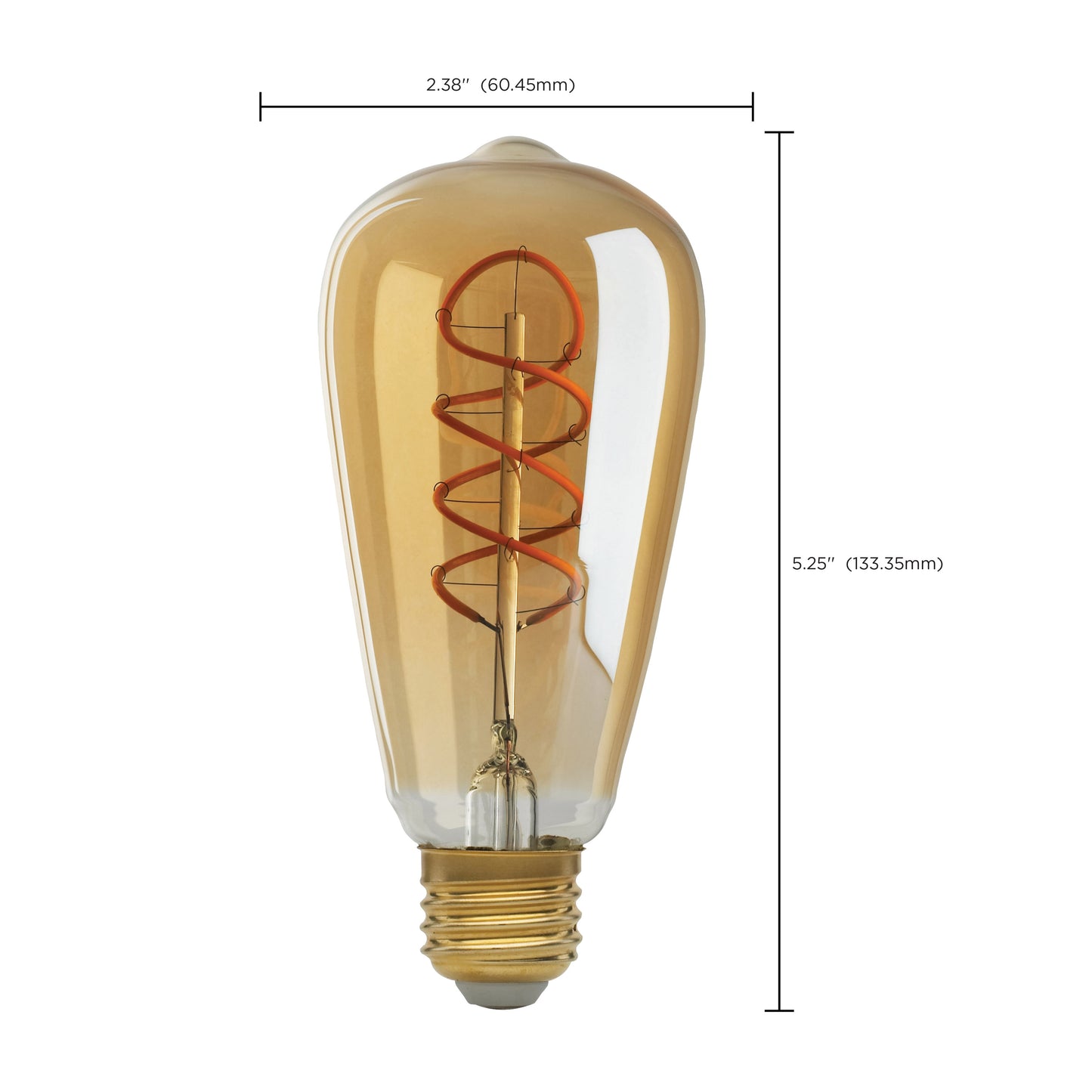 4.5 Watt ST19 LED Filament; Amber; Medium base; 2000K; 260 Lumens; 120 Volt